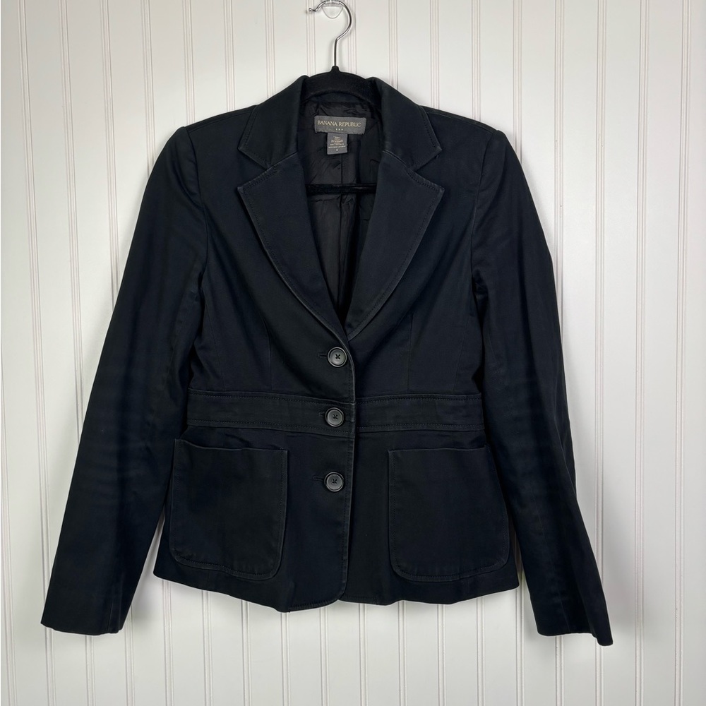 Banana Republic Black Cotton Fall 2005 Vintage Blazer Jacket Women’s Size 4